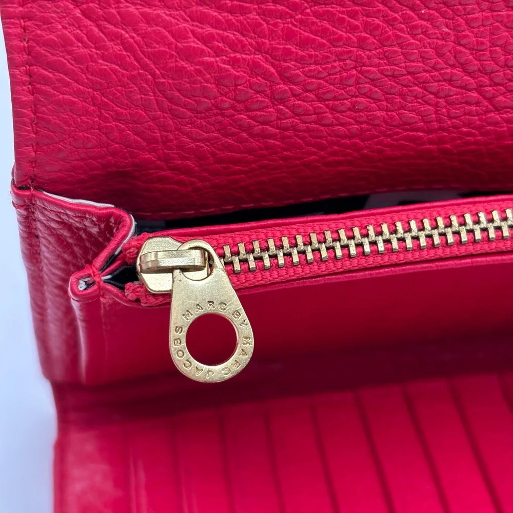 Marc by Marc Jacobs Standard Supply Workwear Flap Wallet Pink  Leather Gold